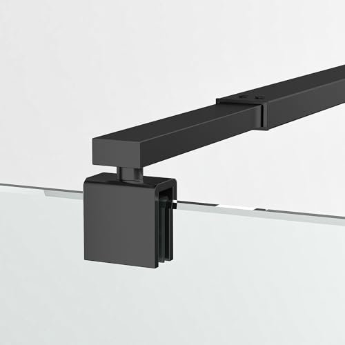 2 Stück Einziehbar Stabilisator 73-123cm Ersatz Edelstahl Haltestange, Vierkantrohr Stabilisierungsstange für Glasstärken 8-10 mm für Duschwand Duschabtrennung Duschkabine Seitenwand, Schwarz