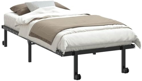 vidaXL Bettgestell ohne Matratze Klappbar Schwarz 90x200 cm Stahl, Bettrahmen, Bett, Bettrahmen klappbar, Metallbett, Bettgestell klappbar