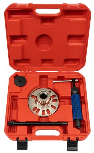 PansyWind Hydraulik Radnabenabzieher 10T Profi-Set mit Transportkoffer | Antriebswellen Werkzeug für PKW/LKW (96-125mm) 45# Kohlenstoffstahl gehärtet Ausrichtlöcher (Rot)