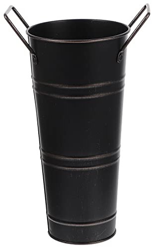 CLISPEED Vintage Blumenvase Metall Für Blumenarrangements Mit Griffen Runder Eimer Für Frische Oder Getrocknete Blumen Passend Für Wohnzimmer Schlafzimmer Büro Und Fensterbank