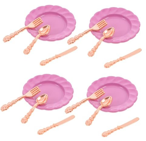 UPKOCH Accesorios para Casas Miniatura Juego De Vajilla Miniatura Miniplatos Tenedores Cucharas Decoración De Cocina