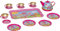 goki 51441 – Teeservice aus Blech für Kinder – 14-teiliges Spielgeschirr mit Tablett, Teekanne, Tassen und Untertassen im farbenfrohen Design
