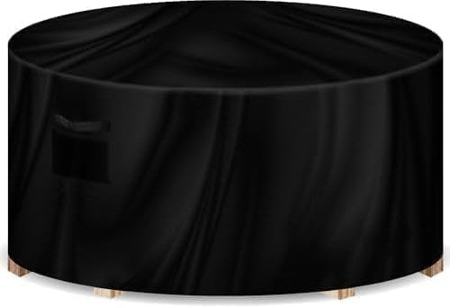 Futura Premium Round Garden Furniture Covers Waterproof 190x80cm, Heavy Duty 600D Oxford Fabric Round Garden Table Cover, PVC Lined Round Patio Table Cover with Air Vents and UV Safe