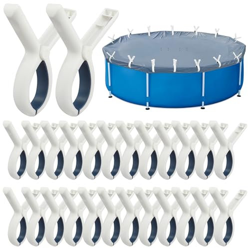 26 PCS Pool Cover Clips 5 inch Large Clamps for Above Ground Pools Plastic Heavy Duty Windproof Pool Clips for Winter Outdoor Above Ground Swimming Pool Cover