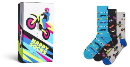 Happy Socks Socken mit Auto- & Fahrzeugmuster für Herren und Damen, 36-40 & 41-46