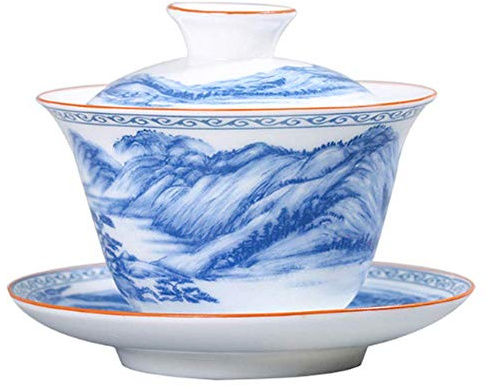 EUXHTYWP Traditionelle chinesische Teeschale, Jingdezhen Gaiwan-Teeservice, Porzellanterrine, Keramiktasse und Untertasse, Teeschale, Teegeschirr, Trinkgeschirr
