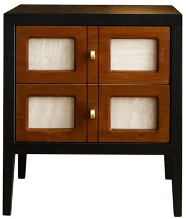 GLigeT Schlafzimmer Vintage-Nachttisch, Kontrastfarbe, einfacher mit Schubladen, Holztisch Aufbewahrungsfunktion Zuhause(Bruin)