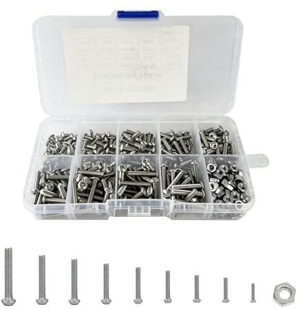 Set di 340 viti esagonali in acciaio inox ISO 7380 304, viti a testa piatta M3, set di viti M3