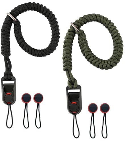 GXAHSOL 2 Pcs Camera Wrist Strap, Paracord Rope Camera Hand Strap with Quick Release Buckle, for DSLR or Mirrorless Cameras