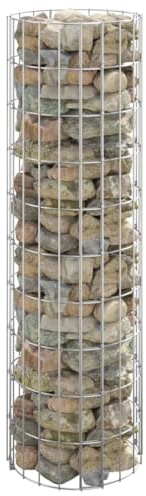 Round Gabion Column, Galvanised Steel, Diameter 30 x 100 cm, Weather-Resistant, Robust Garden Edging, Privacy Screen for Outdoor Use