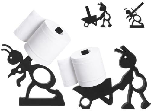 Ameidse Lot de 2 porte-papier toilette amusants, porte-papier toilette léger, support de papier toilette en forme d'animal noir NlsqEU pour fourmis, brouette, porte-rouleau de papier toilette
