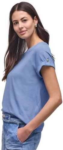 Street One T-Shirt mit Rundhals und Knopfdetails Drift Blue 46