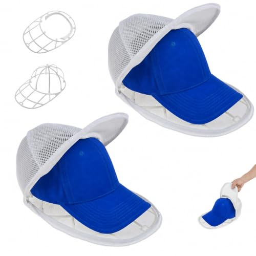 Toaboa Cap Waschmaschinen Form 2 Stück für Baseballkappen | Abnehmbar Cap Washer für Baseballmütze Reinigungs & Stylingfunktionen, Universalgröße Basecap Waschgestell für Reisen Zuhause