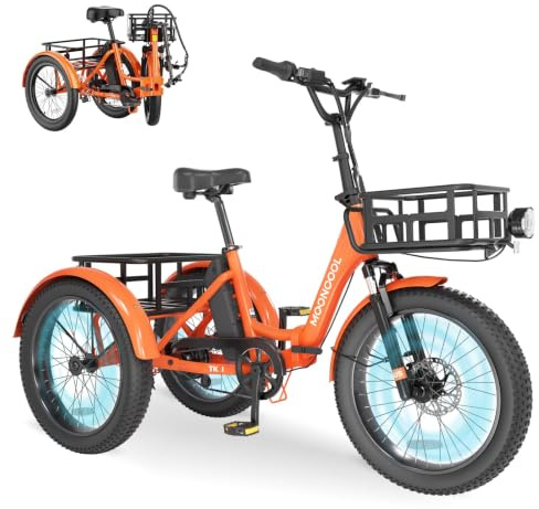 MOONCOOL Elektro Dreirad Erwachsene, 20 Klappbares E-Trike mit Großen Körben, 36V 20Ah Akku & 250W Motor (45Nm), Fatbike E-Bike Herren Damen bis 204kg, 3 Fahrmodi