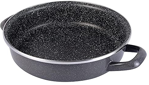 Magefesa K2 gransasso Molde para horno 24 cm de Acero esmaltado, Antiadherente bicapa Reforzado, Color Efecto Espejo Exterior. Apto para Todo Tipo de cocinas, incluida inducción, Gris moteado