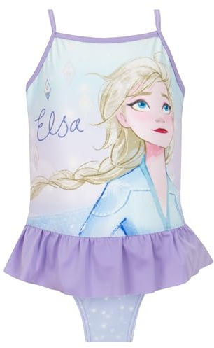 Disney Frozen Costume da Bagno Bambina | Costume Mare Frozen | Costumi Intero Ragazza | Blu 7-8 Anni