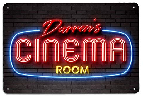 Personalisierbares Neon-Barschild im Kino-Raum mit Männerhöhle, A4