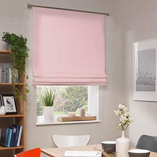 Raffrollo Stoffrollo blickdichte Baumwolloptik Uni rosa inkl. Technik 120x140cm