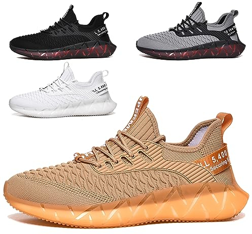 Scarpe Running Uomo Ginnastica Sneaker Donna Leggere Traspirante Outdoor Sportive Calzature da Corsa Pallavolo Tennis Nero Verde Bianco Rosa Giallo Grau Orange Viola Rosso Marrone G156 Golden 42EU