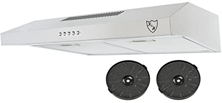 K&H Dunstabzugshaube 60cm, Unterbauhaube, LED, 350 m³/h, Metall-Fettfilter, mit Aktivkohlefilter, Doppelmotor UH01-60CS-DM