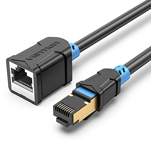 Vention 1M Cat 6 Rallonge Ethernet RJ45 Réseau Câble Extension Mâle Femelle 1000Mbps 250MHz, Supporter Cat6/Cat5e/Cat5, Compatible avec PS4 PS5 Xbox TV Box PC Routeur Modem Switch