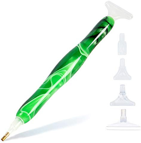 Sonsage DIY Diamant Malerei Stift Zubehör und Werkzeuge,Grün Harzstift 5D Diamond Painting Punkt Pen Art Applikator Stickerei,Gem Art Stift Juwel Wachs Picker Zubehör Nail