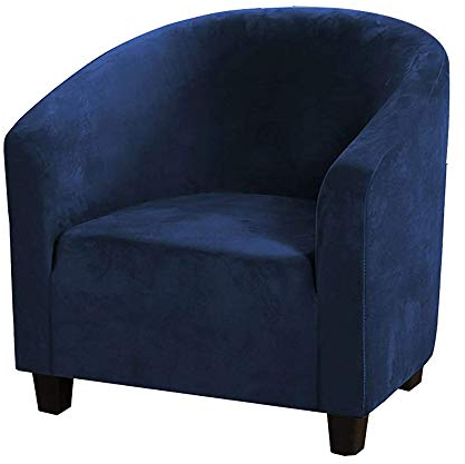 C/N Sesselbezug, dehnbar, aus Samt, Sesselbezug, Cabriolet-Sessel, 1-Sitzer, Bezug für Sessel, Tullsta Chesterfield, elastisch, Marineblau