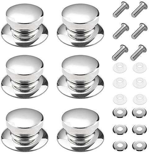 Perilla de Tapa de Sartén de Acero Inoxidable, 6 Piezas Perilla de Tapa de Repuesto Resistente al Calor, Asa de Tapa de Vidrio, con Tornillos y Tapete Antideslizante (Plateado)