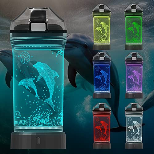 Attivolife Kids Watter Bottle，3D Illusion LED Light with 7 Color Changing Light - 14 0z BPA Free - Creative Ideal Travel Cup Gift for School Kid Boy Child Holiday Camping Picnic… (2)