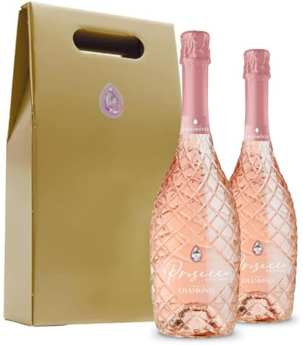 Liquid Diamond Prosecco Rosé 2 Bottle Gift Box - Premium Sparkling Italian White Wine from the heart of Italy, Prosecco Twinpack Gift (2 x 75cl bottles)