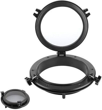 Ojo de buey para barco, ojo de buey marino de 10 pulgadas, portillo negro redondo, ventana de Stalinite, universal para RV, barco, yate