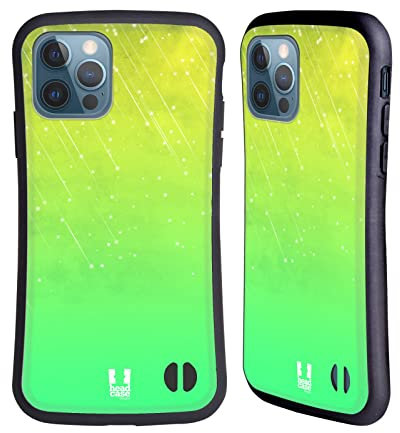 Head Case Designs Yellow Green Neon Rain Ombre Hybrid Case Compatible With Apple iPhone 12 / iPhone 12 Pro