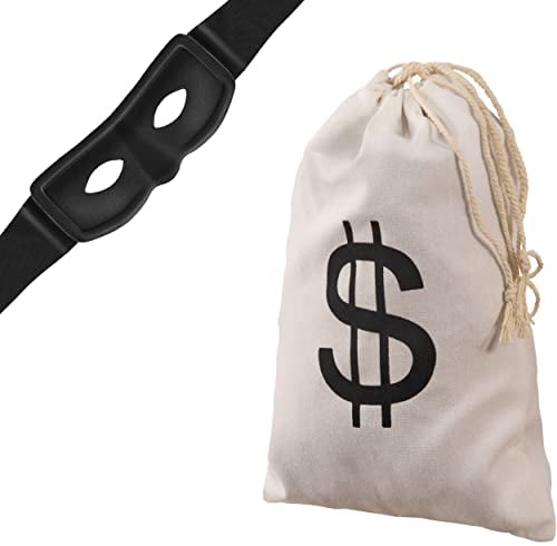 Panzerknacker Maske + Dollar Geldsack | Bandit | Zorro | Räuber | Dieb | Einbrecher | Bankräuber - Accessoire für Erwachsene & Kinder zum Karneval/Fasching