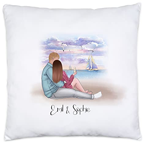 Kiddle-Design Pärchen Kissen Personalisiert Valentinstag Name für Ihn Sie Jahrestag Partner Kissen Beziehung Geschenk Freund Freundin 40x40cm