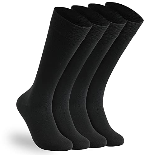 Bärenfuß Damen und Herren Premium Kompressionsstrümpfe - 4 Paar Reise Kniestrümpfe mit Kompressionseffekt (43-46, Schwarz)