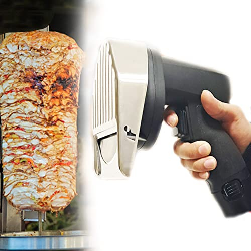 YNITJH Coltello per Kebab Elettrico 80W,Affettatrice di Kebab,Coltello per Gyros/Shawarma,Spessore di Taglio 0-8 mm,60kg/h,in Acciaio Inossidabile,Negozi di Carne,Famiglie,Cordless