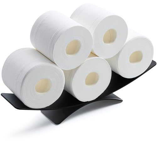 ALOCEO Toilettenpapierhalter Stehend Toilettenpapier Aufbewahrung Edelstahl Toilettenpapierhalter Bewahren Sie 6 Rollen Toilettenpapier auf Matt Schwarz