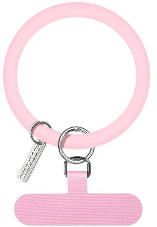 TACOMEGE Silikon Ring Telefon Lanyard für die meisten Smartphones Hüllen (mit Anker), weiche Telefonschlaufe Handschlaufe für Frauen Mädchen (Rosa)