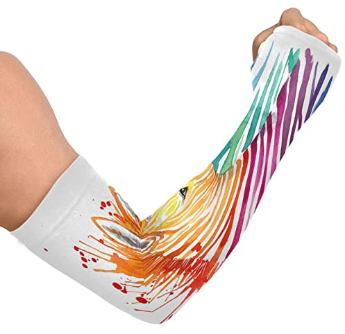 Regenbogen-Zebra-Aquarell, Wildtiere, Gartenarbeit, Armstulpen für Frauen, Bauernhofverteidigung, Eisseide, Armstulpen mit Daumenloch, Sonnenschutz, Armkühlung, Ärmel, mehrfarbig, Einheitsgröße