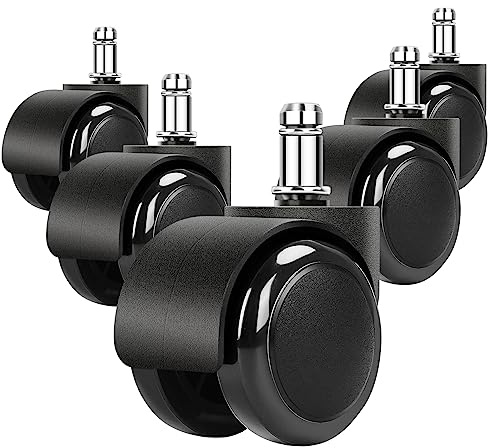 2 Inch Black Silent Stemless Caster,Office Chair Wheels Replacement Chair Casters,Furniture Casters, Replacement Swivel Chair Accessories,5pcs,150kg Capacity.