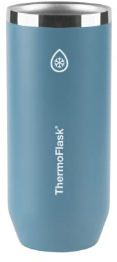 Thermoflask Enfriador de latas y botellas aislado al vacío, tamaño delgado, 12 onzas, azul polvoriento
