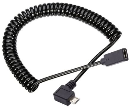 chenyang Micro USB Coiled Stretch Cable Micro USB Male to USB C Female Power Data Extension Cable for Keyboard Mouse