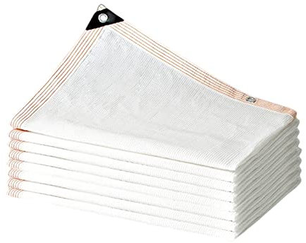 KDDFN Weißes Schattiernetz,Schattierungsnetz,90% Sonnenschutznetz,8-Pin Schattennetz,Atmungsaktives Schattentuch,UV-Beständiges Gewebe Netz,für Draußen,Terrasse,mit Ösen (4x8m/13x26.2ft)