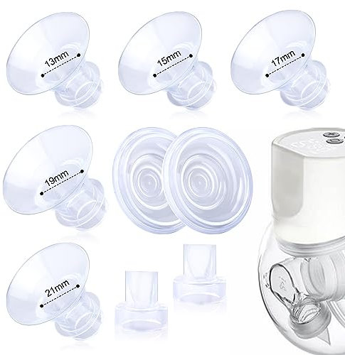 9 Stück Milchpumpe Zubehör, Flanscheinsätze 13/15/17/19/21 mm Kompatibel mit Momcozy S12 Pro/S9 Pro/S12/S9 Einschließlich Silikonmembran und Milchpumpe Ventile