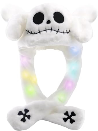 Anyingkai Wackelohr mütze mit led,Mütze mit beweglichen ohren,Mütze mit wackelohren,LED Leuchtende Ohren,Wackelohren LED Mützen,Weihnachtsfeier Fasching und Cosplay (Dämon)