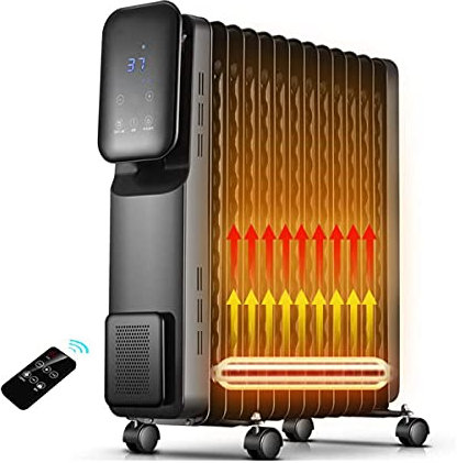 Radiatore a olio digitale 13 alette 2,5 KW Radiatore a olio digitale con telecomando e stendino - Display a LED - Riscaldamento rapido - Stufa elettrica portatile