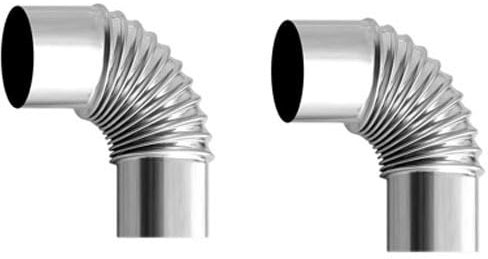 Xistuoz 90 ° Winkelrohr für Kaminöfen, 2 Stück, Ø 75 mm, Edelstahl, Ofenrohr, Kaminverlängerung, Austausch, Rauchrohr-Adapter, Rohr, Outdoor-Camping, Holzofen-Zubehör