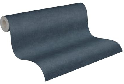 A.S. Création Smart Surfaces Einfarbige Vliestapete in Textiloptik 10,05 m x 0,53 m - Blau, Dunkelblau - einfarbige Wandtapete für verschiedene Räume Made in Germany - 395672