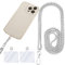 Amabro Metal Phone Chain Holder, Universal Cell Phone Crossbody Neck Lanyard with Tether Pads Adjustable Phone Wrist Strap Compatible with Smartphones, 47.2 Inch(Silver)