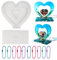 Grand Cœur Cadre Photo Moule en Silicone, Moule Silicone Resine Epoxy Forme de Coeur et Carrés, avec 10 Chaînes Colorées, Moule Coeur Resine Epoxy, Cadre en Résine époxy pour DIY Artisanat Cadeau